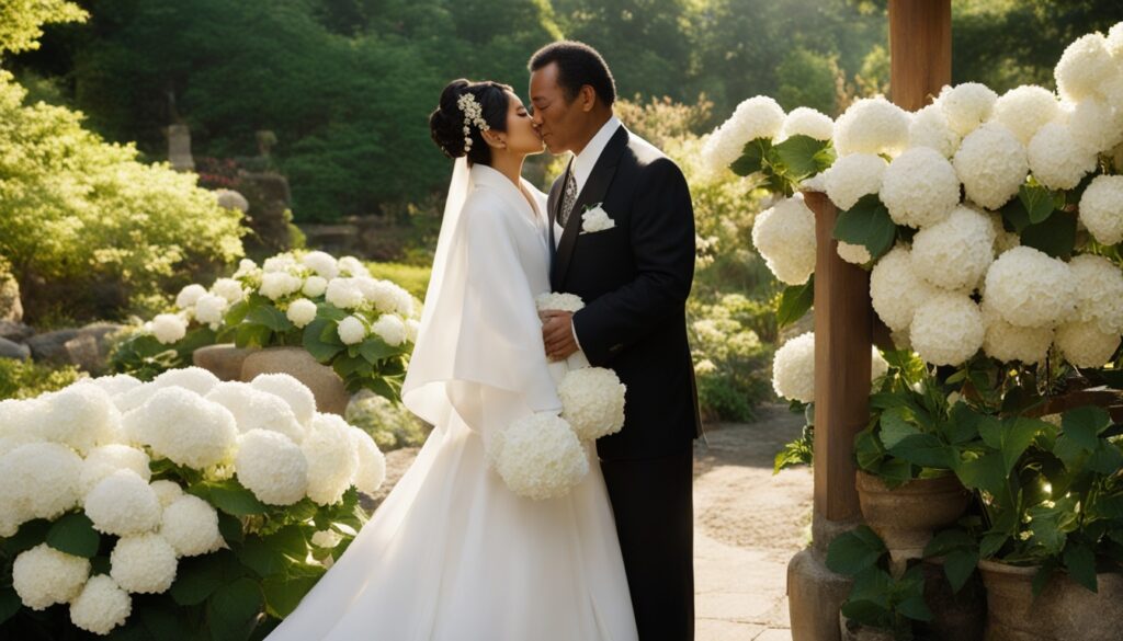 Teruko Nakagami and Billy Dee Williams wedding photo