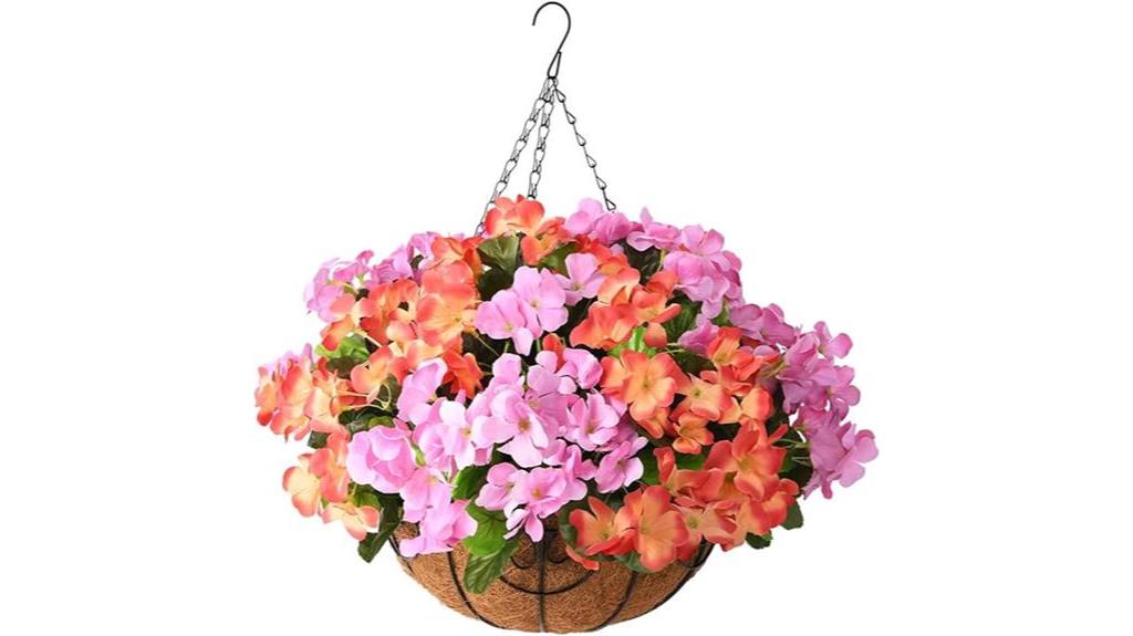 artificial geranium hanging basket