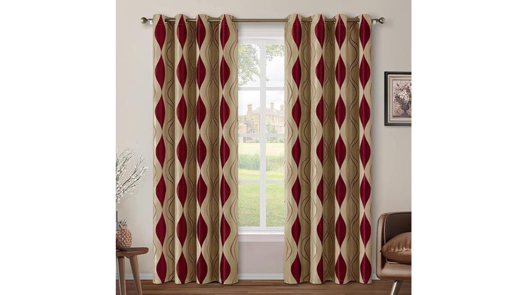 burgundy and beige curtains