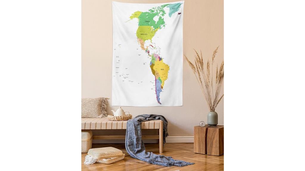 geographic themed tapestry for decor