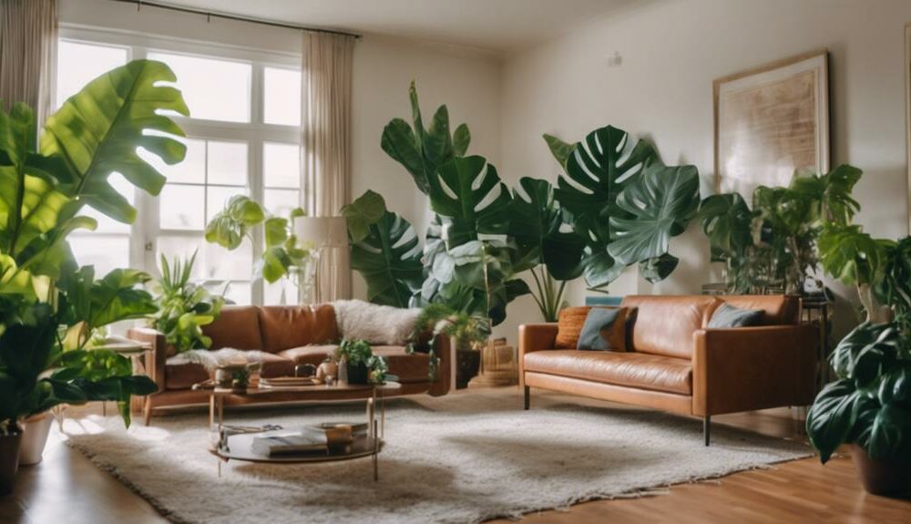 indoor oasis with oversized plants