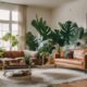indoor oasis with oversized plants