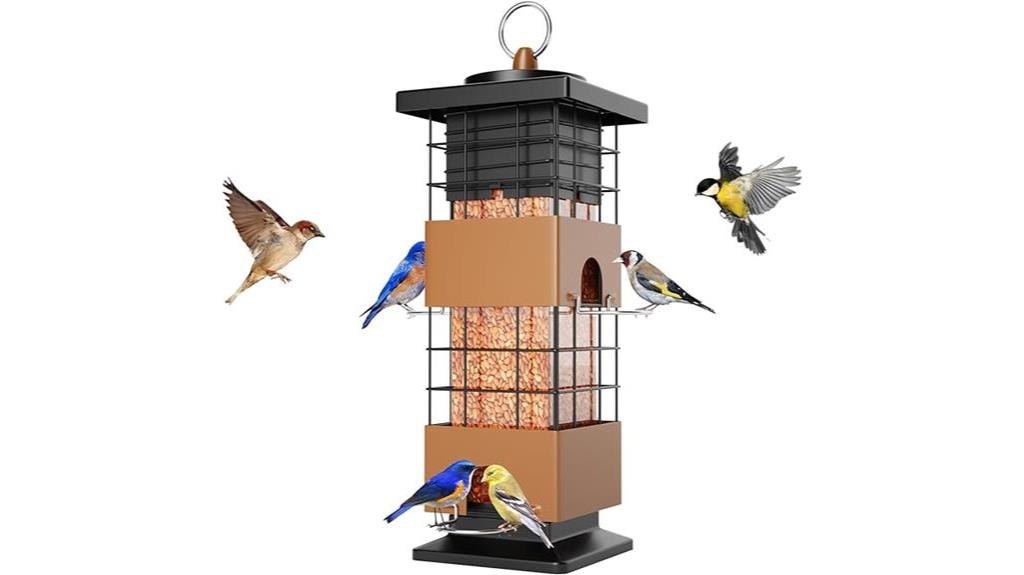 metal bird feeder outdoors