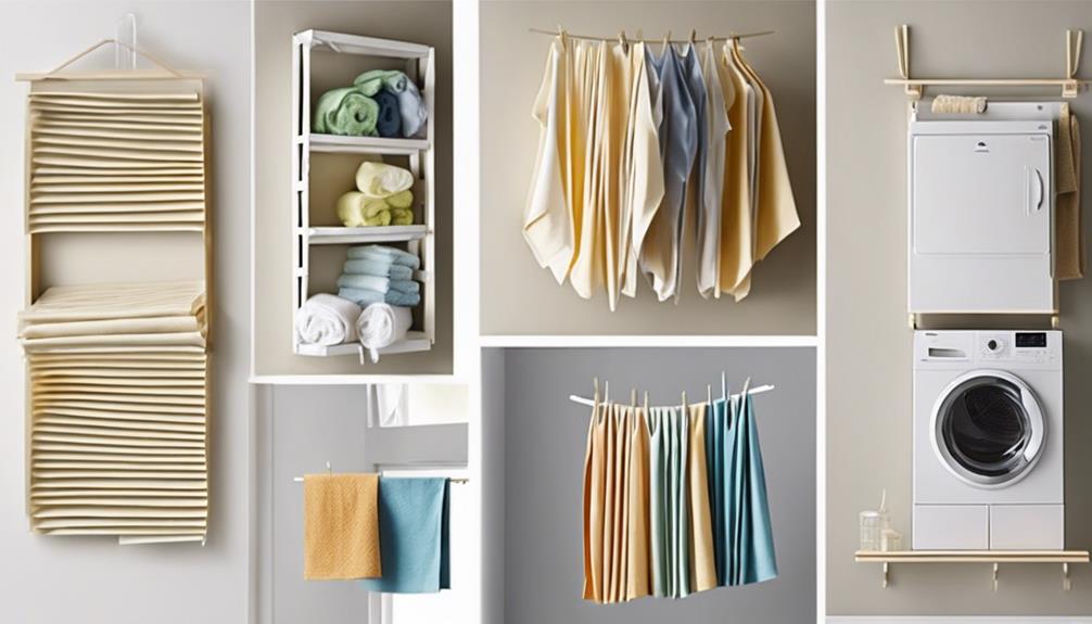 organized laundry with racks