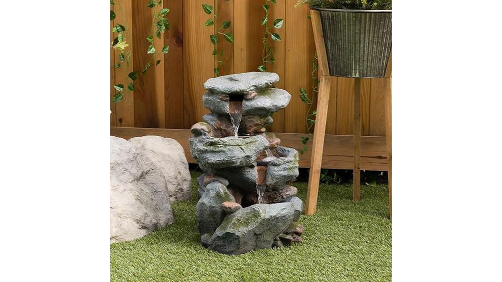 outdoor 3 tiered rock fountain