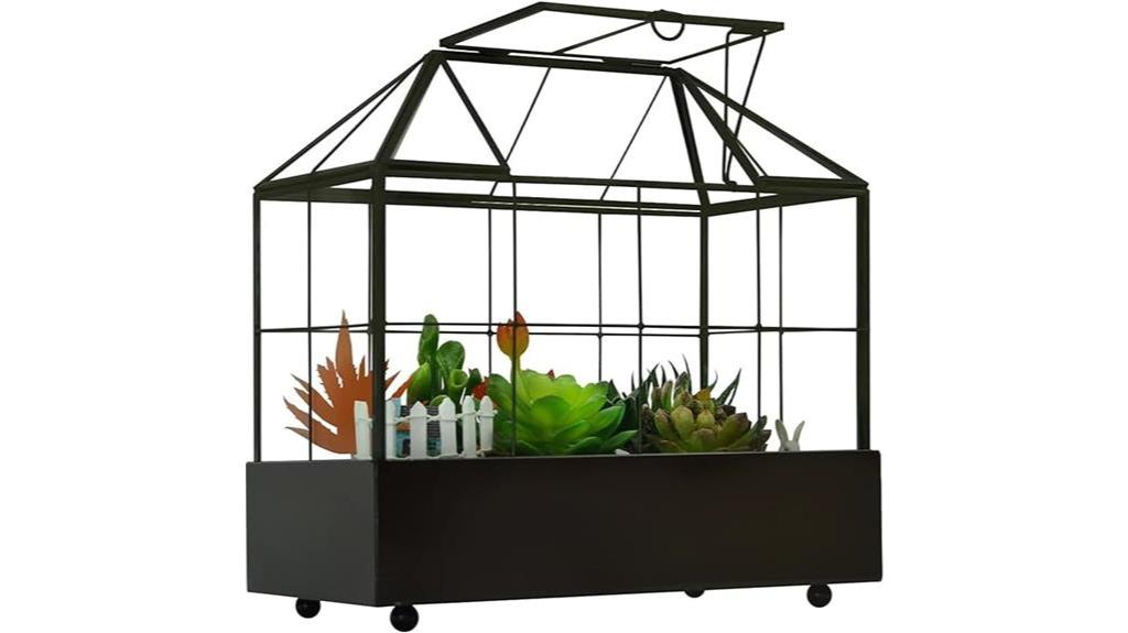 plant filled tall glass terrarium