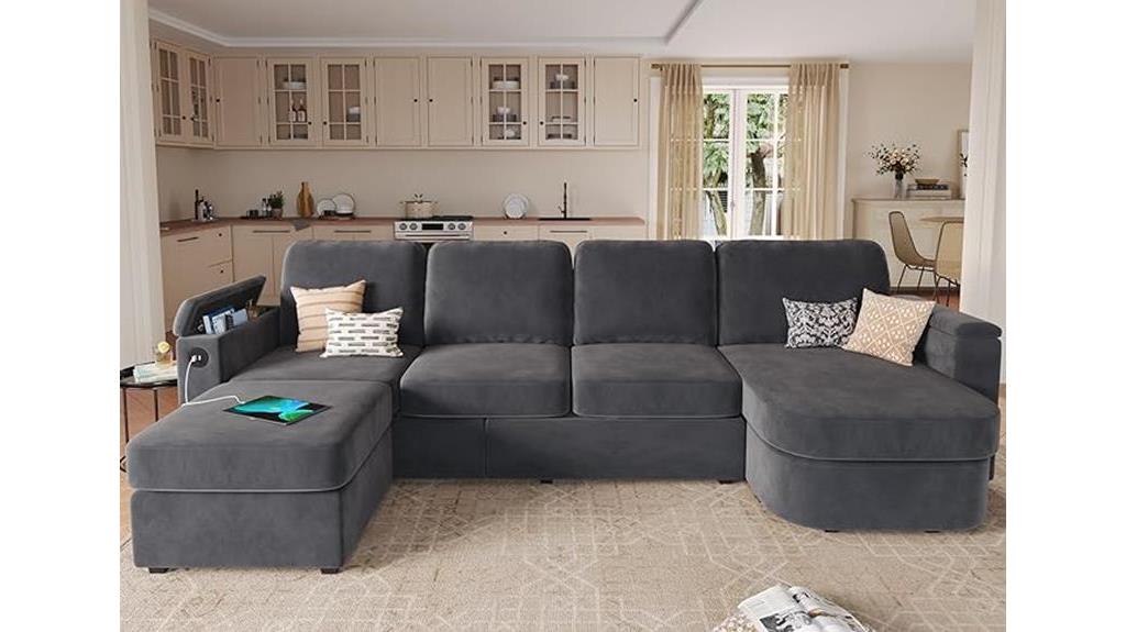 sleek velvet sectional sofa