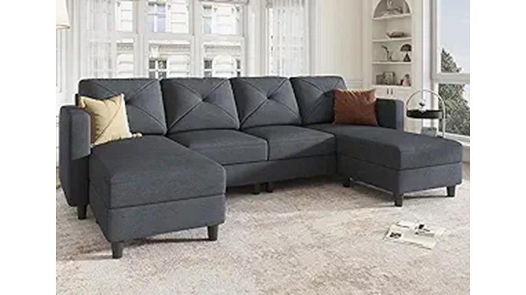 spacious u shaped sectional sofa