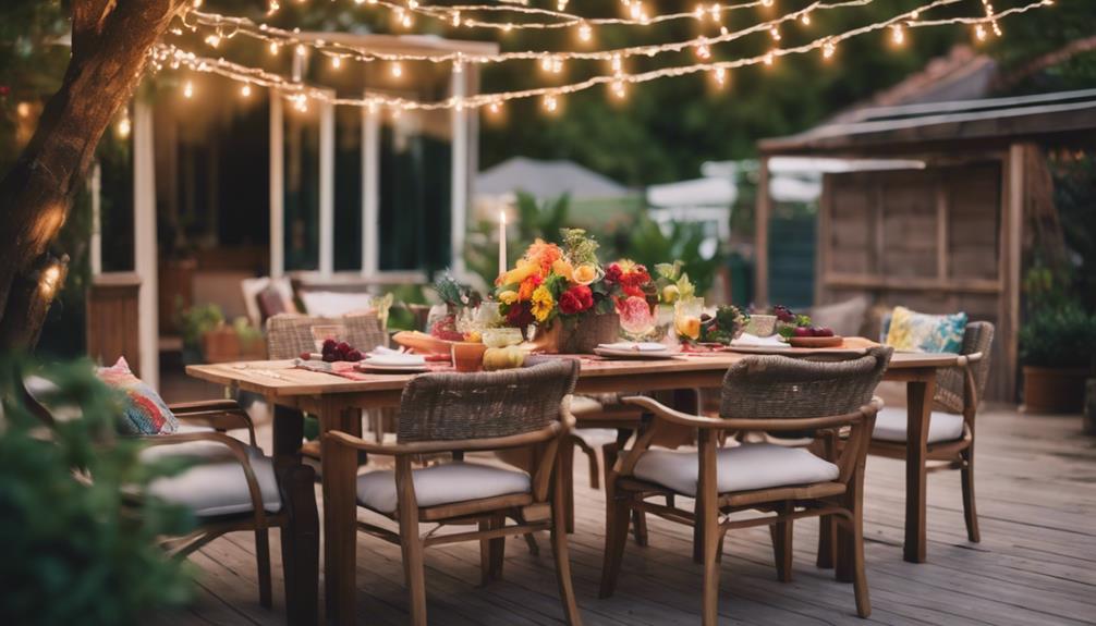 outdoor dining space setup