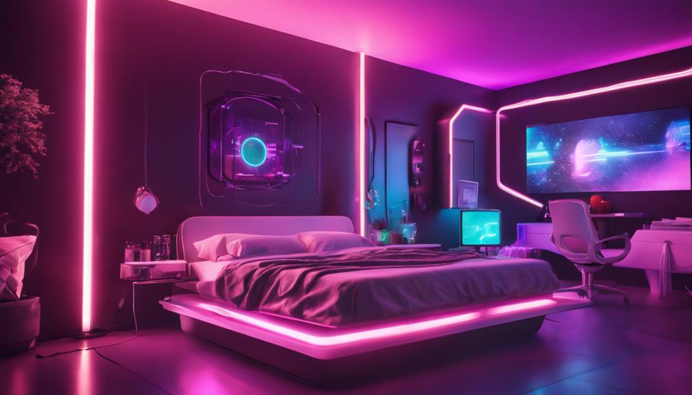 futuristic bedroom with technology