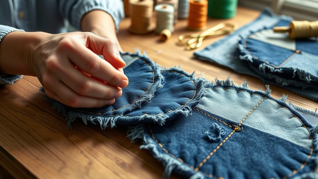 denim upcycling table accessories
