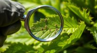 inspecting plants with magnification