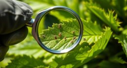 inspecting plants with magnification