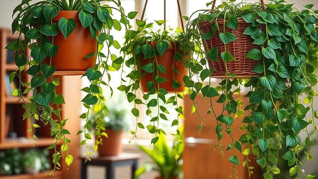 lush cascading houseplants