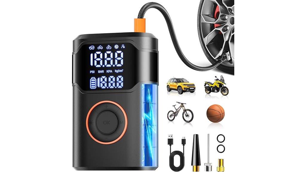 portable inflator with digital gauge