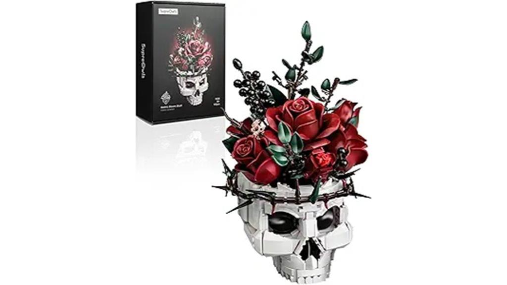 skull roses bouquet set