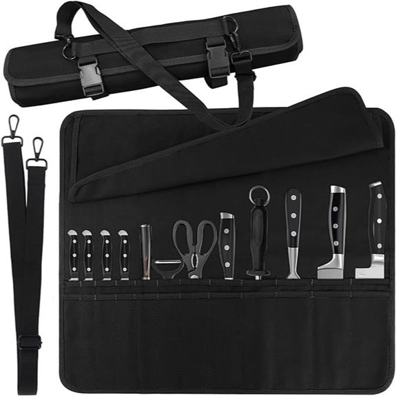 Chef Knife Roll with 24 Slots and Adjustable Strap