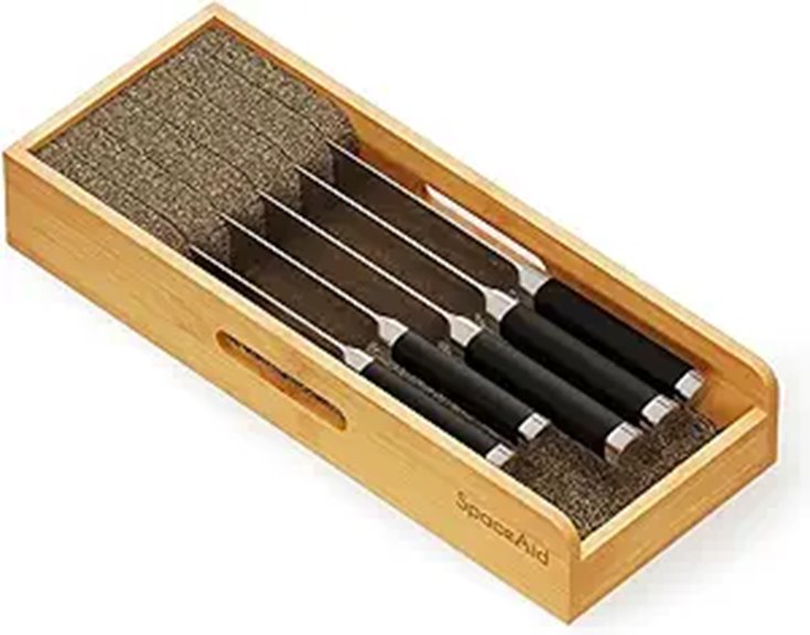 SpaceAid Bamboo Knife Drawer Organizer (Small)