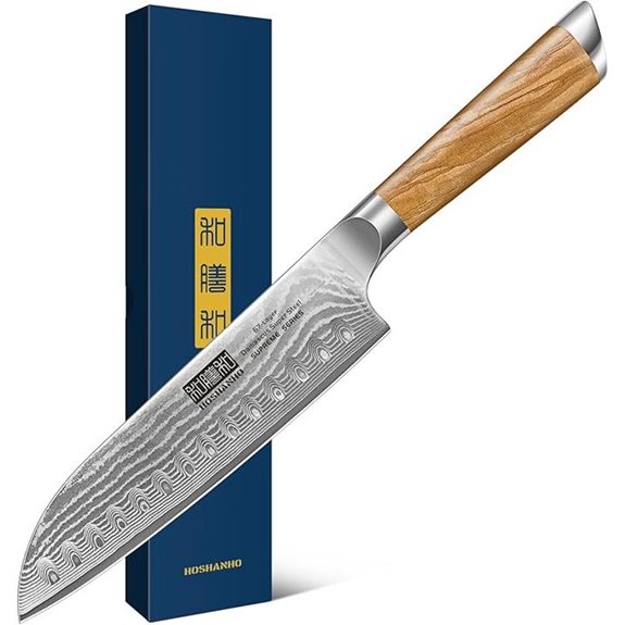 HOSHANHO Damascus Santoku Knife 7 Inch | Japanese Steel