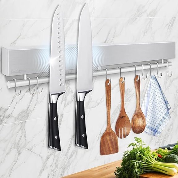 17-Inch Magnetic Knife Wall Strip with Hooks