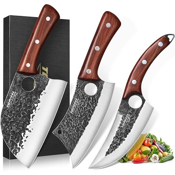 3-Piece Butcher Knife Set for Home & Camping