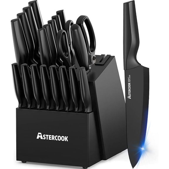 Astercook 21-Piece Knife Set with Block and Sharpener