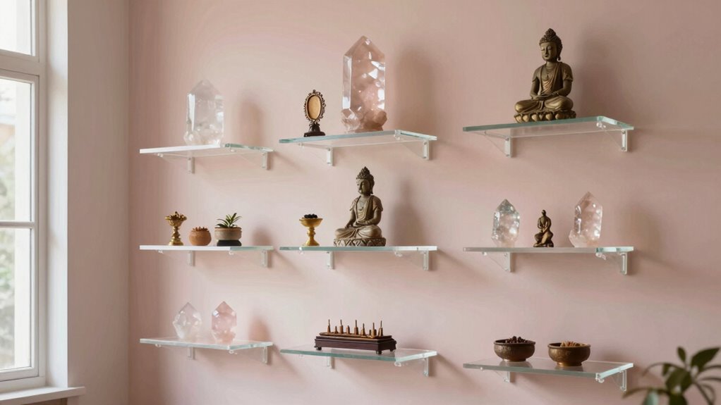 elegant crystal shelf organization